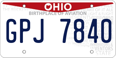 OH license plate GPJ7840