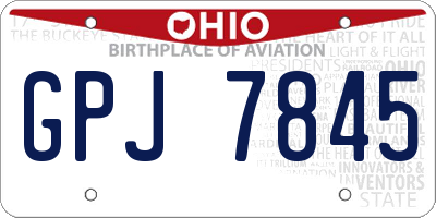 OH license plate GPJ7845
