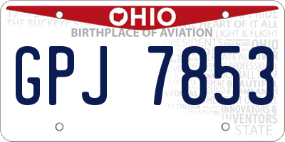 OH license plate GPJ7853
