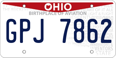 OH license plate GPJ7862