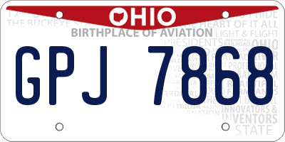 OH license plate GPJ7868