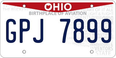 OH license plate GPJ7899