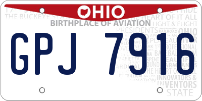 OH license plate GPJ7916