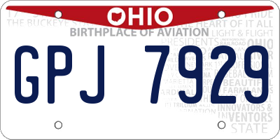 OH license plate GPJ7929