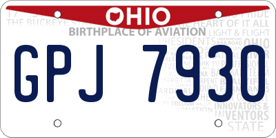 OH license plate GPJ7930