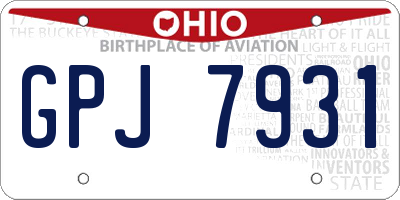 OH license plate GPJ7931