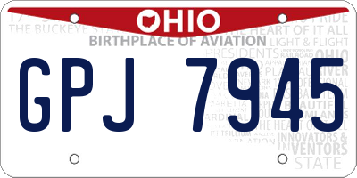 OH license plate GPJ7945