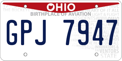 OH license plate GPJ7947