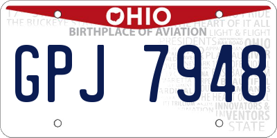 OH license plate GPJ7948