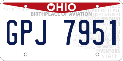 OH license plate GPJ7951