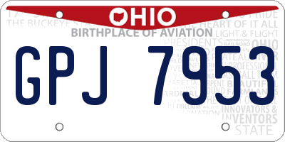 OH license plate GPJ7953