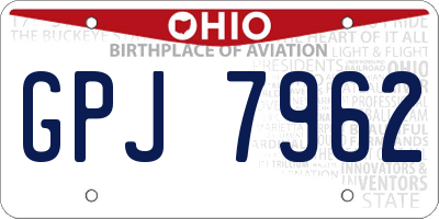 OH license plate GPJ7962