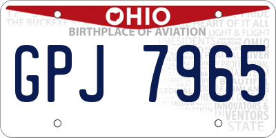 OH license plate GPJ7965