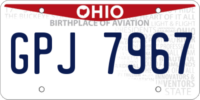 OH license plate GPJ7967