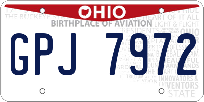 OH license plate GPJ7972
