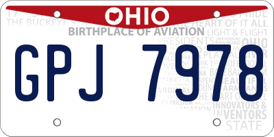 OH license plate GPJ7978