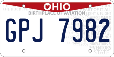 OH license plate GPJ7982