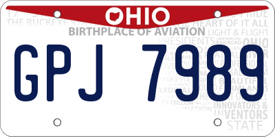 OH license plate GPJ7989