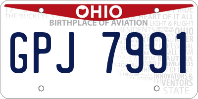 OH license plate GPJ7991