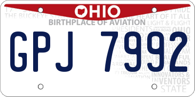 OH license plate GPJ7992