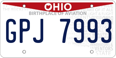 OH license plate GPJ7993
