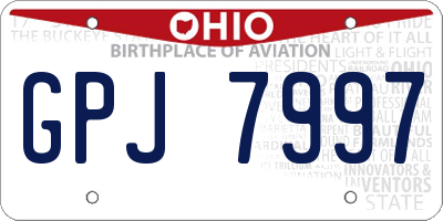 OH license plate GPJ7997