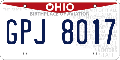 OH license plate GPJ8017