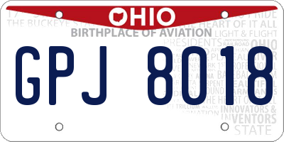 OH license plate GPJ8018