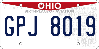OH license plate GPJ8019