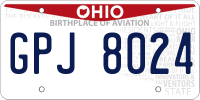 OH license plate GPJ8024