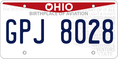 OH license plate GPJ8028