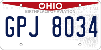 OH license plate GPJ8034