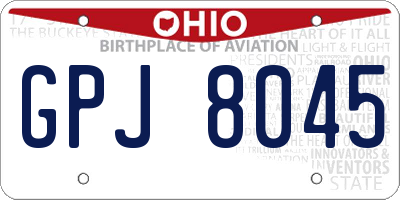 OH license plate GPJ8045