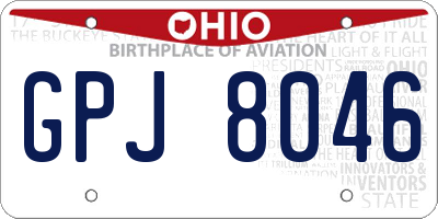 OH license plate GPJ8046