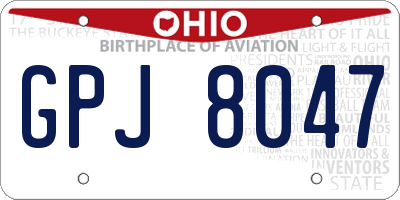 OH license plate GPJ8047