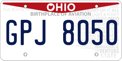 OH license plate GPJ8050