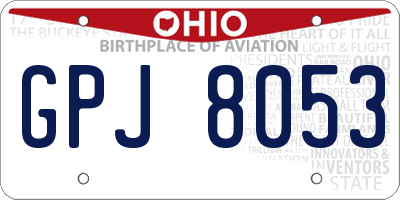 OH license plate GPJ8053
