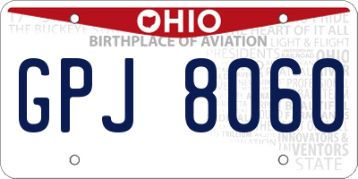 OH license plate GPJ8060