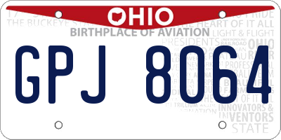 OH license plate GPJ8064