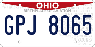 OH license plate GPJ8065