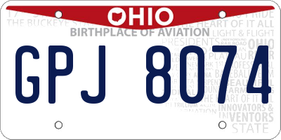OH license plate GPJ8074