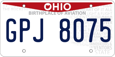 OH license plate GPJ8075
