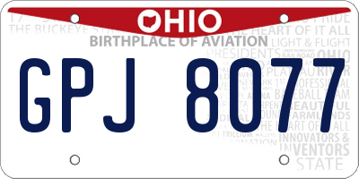 OH license plate GPJ8077