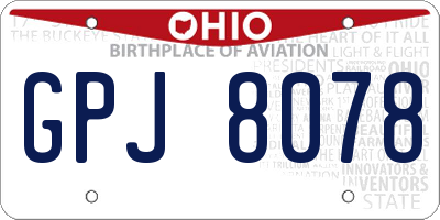 OH license plate GPJ8078