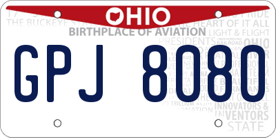 OH license plate GPJ8080