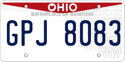OH license plate GPJ8083