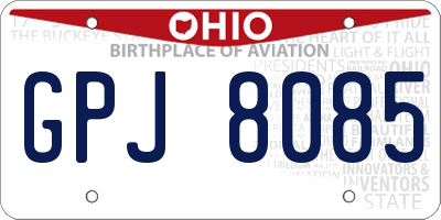 OH license plate GPJ8085