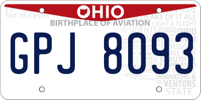 OH license plate GPJ8093