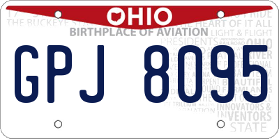 OH license plate GPJ8095