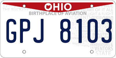 OH license plate GPJ8103